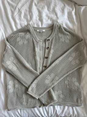 Madewell Floral Open Stitch Knit Cardigan in Sage size S